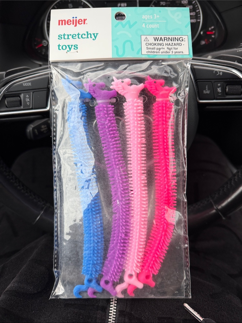 Meijer Stretchy Sensory Toys - Blue, Purple, Light Pink, Hot Pink - Pack of 4